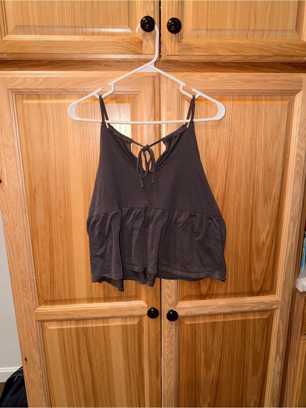 American Eagle Outfitters Charcoal Tie-Back Peplum Camisole